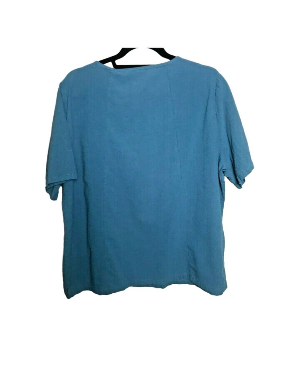 Blue Women’s Plus Top With White Dandelion Graphic Buttons 4X Cotton Relaxed - Picture 2 of 3